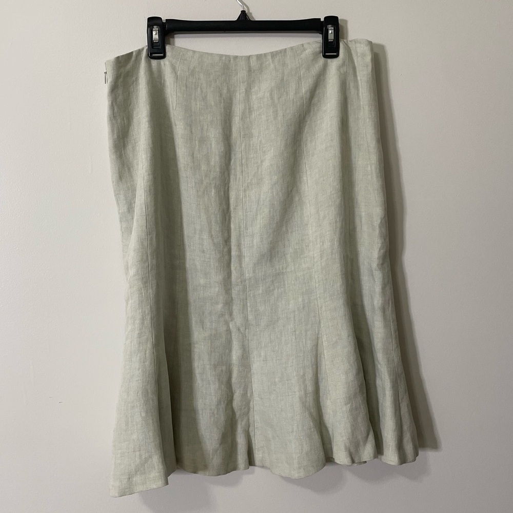 Lauren Ralph Lauren A-Line Linen-Blend Skirt in Light Sage - Picture 4 of 7